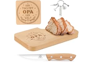 HZDYOPK Beste Opa Geschenk Weihnachtsgeschenke Geburtstagsgeschenk Frühstücksbrettchen Schneidebrett mit Frühstücksmesser Geburtstagsgeschenk Geschenke für Opa