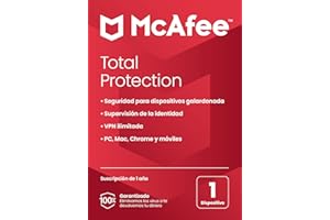McAfee Total Protection 2024, 1 dispositivo | Antivirus, VPN, seguridad móvil y de Internet | PC/Mac/iOS/Android|Suscripción 