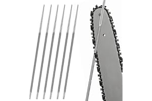 FANNAS Feile für Kettensäge 5,2mm, 6 Stück Kettensäge Rundfeile, Gehärtete Stahllegierung Rundfeilen zum Instandsetzen und Schärfen von 1/4" und 3/8" Sägeketten, Kettensägenkette Schärfwerkzeuge