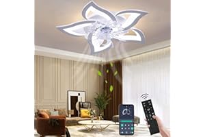 Wildcat Ceiling Fans with Lights, Quiet Modern Led with Remote Control Timer Flower Shape Design Fan Ceiling Light for Bedroom Kitchen (69CM)
