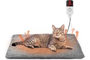 Onherm Heizdecke für Katze 45×45cm, 9 Wärmestufen 12H Timer Elektrisch Wärmedecke für klein und Hunde, Heizmatte mit Abschaltautomatik, Heizkissen mit Flanellbezug Waschbar