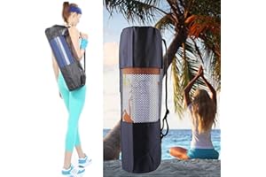 Dantazz Yogatasche Yogamatte Tasche mit verstellbarem Schultergurt, 65x22cm wasserdichte Nylon Yogamatte Tragetasche mit Kordelzug Leicht Atmungsaktive Yogamatte Netztasche