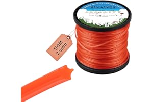 SWAWIS Filo di ricambio per decespugliatore, 2,8 mm/100 m, Stella, filo di ricambio per decespugliatore Weed Grass Yard o Garden, colore: arancione