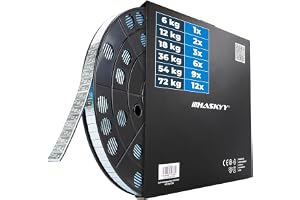 HASKYY 12 kg självhäftande vikter rullvikt 2400 x 5 g stålvikter galvaniserat lim bar med rivkant, balanseringsvikter för stå