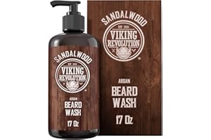Viking Revolution - Beard Shampoo - Natural Beard Wash With Argan & Jojoba Oils - Softens & Strengthens - Sandalwood - 500 ml