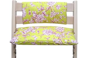 Blausberg Baby - BESCHICHTET - Sitzkissen Set Junior *31 FARBEN* für Tripp Trapp ohne Schlitz im Sitzkissen (Cherry Blossom Gelb Pink) - 100% made in Hamburg