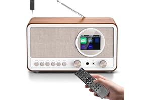 ETDEUH DAB DAB+ / FM Radio mit Fernbedienung, Bluetooth, 5W HiFi Lautsprecher, Kopfhöreranschluss, USB, AUX, DAB Plus Digitalradio Netzstecker, Küchenradio mit 60 Senderspeichern, Doppelwecker, Sleep-Timer