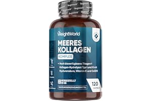 ‎WEIGHTWORLD Marine Collagen Advanced - 1200 mg Hydrolysierte Fisch Collagen Peptide Typ 1 & 3 - Mit Hyaluron, CoQ10, Vitamin C & Zink - 120 Kollagen Hyaluron Kapseln - Kollagen Komplex von WeightWorld