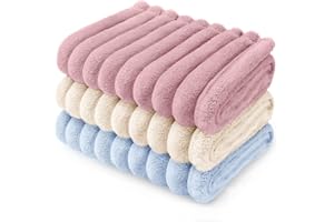 luciphia 3 Piezas de Paquete Mantas para Perros Gatos, Lavables a Máquina Franela Suave y Duradera, Manta para Perro Protección de Coche Cama Sofá Rosa Beige Azúl 45_x_75_cm