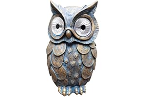TITA-DONG Outdoor Decorative Garden Lights with LED Eyes, Cute Owl Shaped Solar Lights, Animal Solar Garden Lights with Switch Decorative Led Solar Light for Patio, Lawn, Yard(Grey)