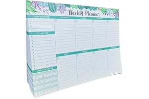 HSIULMY Weekly Planner Pad, Undated Pad Weekly Desk Planner, 52 Sheets Tear-Off Design for Scheduling and Time Management, Personal Journal and Meal Plans, Ideal for Desk, Office and Home Use