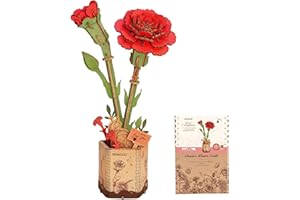 ROWOOD Puzzle 3D, "zrób to sam" z drewna, zestawy modelarskie do montażu sztucznych kwiatów dla dorosłych, najlepsza dekoracja domu i prezent na Walentynki