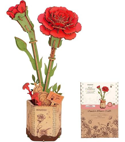ROWOOD Puzzle 3D Tulipe orange, fleur bricolage en bois, kits de modélisation de fleurs artificielles pour adultes, meilleure décoration de la maison et coffret cadeau jouet Saint-Valentin ROWOOD Puzzle 3D Tulipe orange, fleur bricolage en bois, kits de modélisation de fleurs artificielles pour adultes, meilleure décoration de la maison et coffret cadeau jouet Saint-Valentin