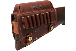 Tourbon Genuine Leather Buttstock Cheek Rest with Rifle Shell Holder - Right Handed