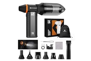 K&F CONCEPT 4 in 1 Soffiatore Aspiratore 350000RPM, Aria Compressa Elettrico 10000mAh con Display LED e Luce, Air Duster Spolverino Motore Brushless per PC, Tastiera, Auto, Casa, All'aperto