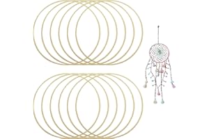 PUMUKY Set mit 12 Holzringen aus Bambus, Kreis, Traumfänger, 20 cm, Blumen, Bambus-Ringe, Makramee-Ring für Traumfänger, Hochzeit, DIY Dekoration