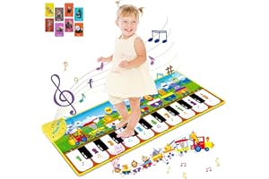 RenFox Alfombra Musical, Alfombra Piano Alfombrilla de Baile Suelo con 10 Teclas, 8 Sonidos Animales y 3 Instrumentos Musicales, Juguetes Educativos Regalos para Niños Niñas 1 2 3 Años