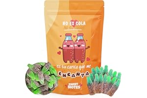 SWEET NOTES Bolsa de chuches para regalar – Golosinas con mensaje de amor 100gr, Regalo original para parejas y aniversarios, Chucherías, Dulces, Golosinas para novios (Parejas, Cola)