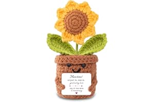 BOAITE Geschenk für Frauen - Positive Potato Kartoffel Serien Gestricktes Sonnenblumengeschenk für Mama,Freundin, Schwester & Kollegin,Geschenke zum Geburtstags Muttertag Hochzeitstag Weihnachtstag