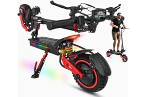 TYOKUM 1600W Patinete Eléctrico Adultos Autonomía 45-55KM, 48V/18Ah Batería, Ruedas 10.5" Todoterreno Electric Scooter Doble Frenado Sistema Patinete Electrico Plegable Capacidad Carga 150kg 25km/h