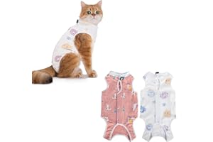 GIEEU Paquete de 2 trajes de recuperación para gatos, body protector posoperatorio para gatos, chaleco para gatos después de la cirugía, traje de recuperación de heridas abdominales femeninas, talla M