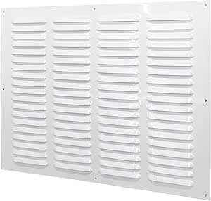 Griglia Di Ventilazione Bianca 400x150 Mm Regolabile Con Rete Anti-Insetti - Per Riscaldamento, Raffreddamento, Bagno, Cucina