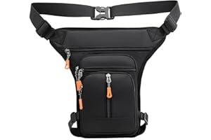 LEKEFETO Marsupio da motociclista, marsupio da gamba con tracolla rimovibile, tasca sulla gamba con 5 tasche, tasca regolabile per donna e uomo, per escursioni, campeggio, arrampicata, corsa, sport