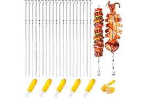 BYTLXM Brochettes pour Barbecue, 20 Pièces Brochettes en Acier Inoxydable, Brochette Barbecue Réutilisables, Livré avec des Brochettes de Maïs, pour Les Fêtes, Le Jardin, Le Feu de Camp