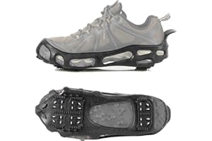 Orientools Anti-Slip Ice Snow Grips, 1 Pair Snow Traction Cleats with 24 Teeth, for Winter Walking Hiking Climbing Camping (S/M/L/XL, Black)