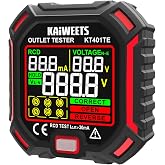 KAIWEETS Socket Tester with RCD Test and LCD Voltage Display, Voltage Indicator, 7 Wiring Tests, Leakage Voltage Measurement,