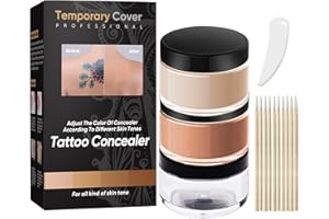 BODY MERRY Copri Tatuaggi, Cicatrici, Vitiligine e Macchie Scure, Lunga Durata, Waterproof Crema Coprente Completa per Tatuaggi, Maschera Invisibile Della Pelle per Tatuaggio, Resistente a Sudore e Acqua, 2 colo