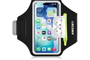 löpband med hörlursväska för iPhone 16 15 14 13 12 11 Pro MAX, justerbart sportarmband, mobiltelefonhållare för löpning, gym, promenader, cykling
