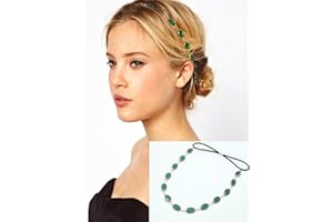 JOVONO Yean - Chaîne de tête, accessoire pour cheveux style bohémien pour les femmes et les filles (Vert)