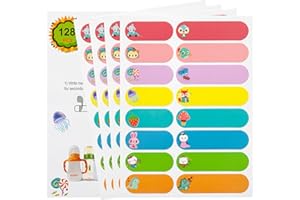 COOWAYZE 128 Namensaufkleber für Kinder Schule, Kleinkind Name Aufkleber für Wasserflasche wasserdicht Daycare Etiketten, Babyflasche Etiketten für Kindertagesstätte, selbst Laminieren, spülmaschinenfest