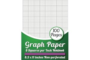 Graph Paper 8 Squares Per Inch Notebook: 1/8 Inch Graph Rule Notebook, 8 x 8 Grid Graphing Paper Pad, Grid Paper Composition Notebook For engineers architects scientists artists DIY crafters students.