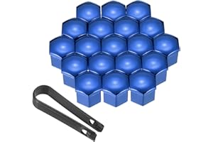 PATIKIL 17mm Wheel Lug Nut Cover Bolt Caps, 20 Pack Universal Car Tire Nut Cover with Tongs for Various Cars Trucks SUV ATV RVs, Blue