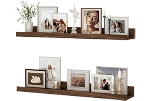 ‎FEIHORRM Feihorrm Wandregal, 2er Set, 60cm Schweberegal aus MDF Holz, Wandboard für Bilderrahmen und Dekorationen, Industriedesign, Geeignet für Arbeitszimmer, Schlafzimmer und Küche (Vintage Braun, 60 cm)