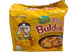 Samyang Hot Chicken Buldak Ramen Noodle Cheese Flavor (Pack of 5), 700g