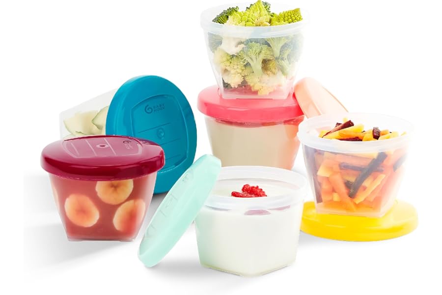 Babymoov Babybol Airtight Baby Food Storage Containers, 180 ml, Pack of 6, multicolor