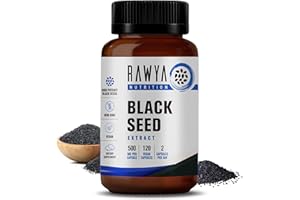 RAWYA Nutrition, Black Seed Powder, 120 Capsules, Nigella Sativa, Black Cumin Seed Powder, 500 mg Each Capsule, Supports Immune System, Joints, Hair Growth & Skin, Halal, Vegan