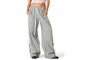 Aelfric Eden Baggy damskie spodnie dresowe z koronkowym obszyciem, szerokie nogawki, spodnie rekreacyjne, szare spodnie sportowe z kieszeniami