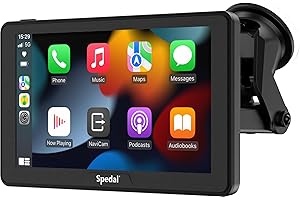 Autoradio Portable avec CarPlay sans Fil et Android Auto, Support Spedal NaviCam-786 pour Apple CarPlay, écran de Voiture, Lecteur multimédia 7" IPS avec
