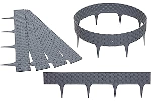 GARDENIX 3,2m Rattan Beeteinfassung Beetumrandung Rasenkante Gartenpalisade Beetzaun (Grau)