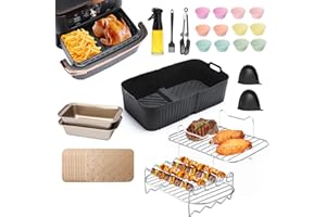 ENSINE Accessoires Air Fryer pour Ninja Double Zone AF500EU, 10,4L Friteuse à Air,avec Moule Silicone, Moule Gateau,Spray Huile Cuisine, Papier Cuisson,Grille AirFryer etc