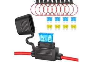 JatilEr Uchwyt bezpiecznika 12 V 8 szt., wodoodporny uchwyt bezpiecznika 16AWG, bezpiecznik liniowy miedziany z bezpiecznikiem 15 A 20 A do samochodu, ciężarówki, motocykla, łodzi