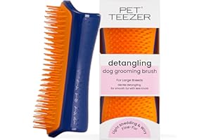 Tangle Teezer | Pet Teezer szczotka do rozczesywania i pielęgnacji psów, szczotka do suszenia lub szczotka do kąpieli dla psów, granatowa i pomarańczowa