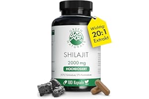 ‎GREEN NATURALS Shilajit 40.000 mg pro Tagesdosis (20:1 Extrakt) – Original Himalaya Kapseln mit 50% Fulvinsäure und 12% Huminsäure – 180 Kapseln (3 Monate) - Premiumqualität aus Deutschland – Green Naturals®