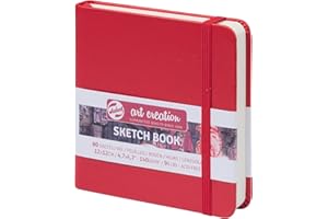 Talens Art Creation Paper - Sketchbook Rojo 12 x 12 cm 140g 80 Hojas - Diario de Dibujo Encuadernado sin Ácido para Lápiz Pastel Acrílico Témpera Tinta Carboncillo