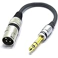 VITALCO XLR Male to 6.35 Jack Stereo Male Adapter 1/4 Jack TRS to 3 Pin Microphone Audio Cable