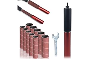 Sxhlseller Spindel Schleifer Adapter 1.5in mit Schlüssel & 10Pcs Sandpapier (5L+5S) - Durable Aluminiumlegierung Bohrer Sanding Mandrel Kit für Holz Metall